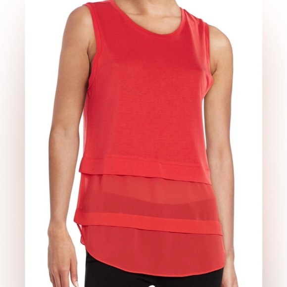 Michael Kors Tops - Michael Kors Coral Layered Chiffon Knit Top - Size XS
